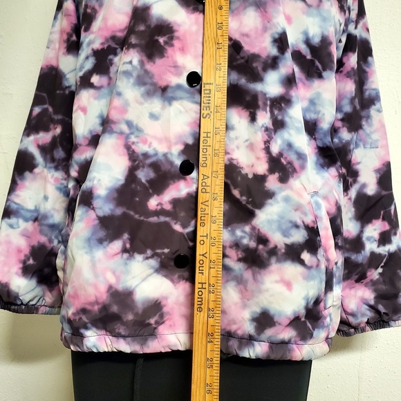 PINK Victoria's Secret Snap Front Coach Jacket Watercolor TieDye Women's Size S - Picture 2 of 16
